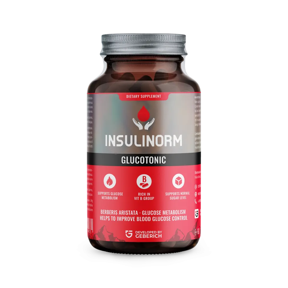 Insulinorm Glucotonic — frasco de complemento alimenticio para el metabolismo de la glucosa